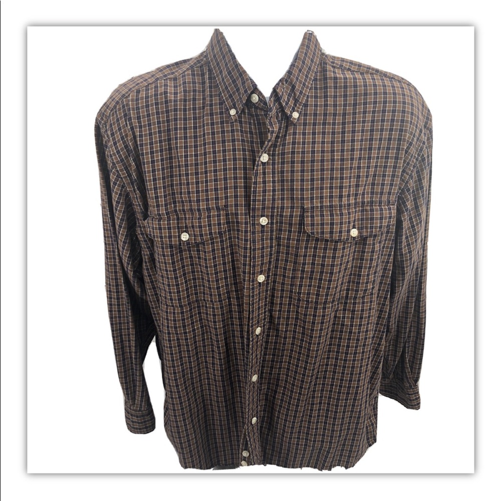 Eddie Bauer medium 2 pocket Flannel shirt brown